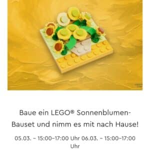 Lego Store Event am 5.3. &#043; 6.3.: Baue ein LEGO® Sonnenblumen-Bauset und nimm es mit nach Hause!