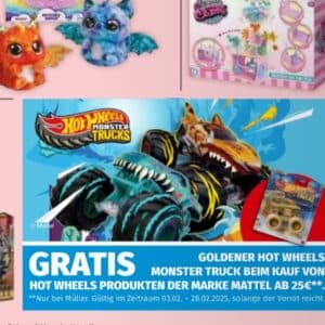 gratis Goldener Hot Wheels Monster Truck bei Müller ab 25,00€ MEW von Hot Wheels Produkten