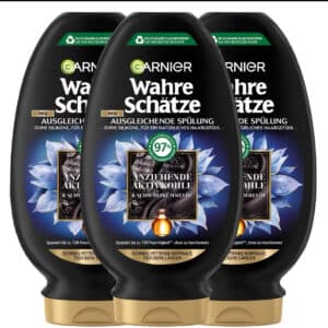 Garnier Ausgleichende Spülung, Gegen schnell fettende Kopfhaut und trockene Haarlängen, Wahre Schätze, 3 x 200 ml für 4,54€(statt 5,67€)