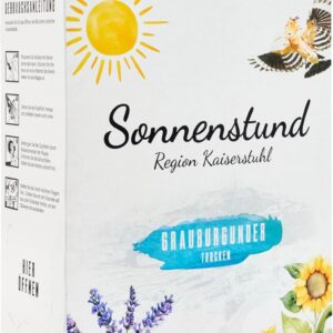 Sonnenstund Wein-Box Grauburgunder 3 Liter QbA trocken, zarte Fruchtaromen nach Pfirsich, Apfel und Zitrusfrüchten, Badischer Wein, Anbaugebiet Baden (1 x 3,0 l Bag-in-Box)