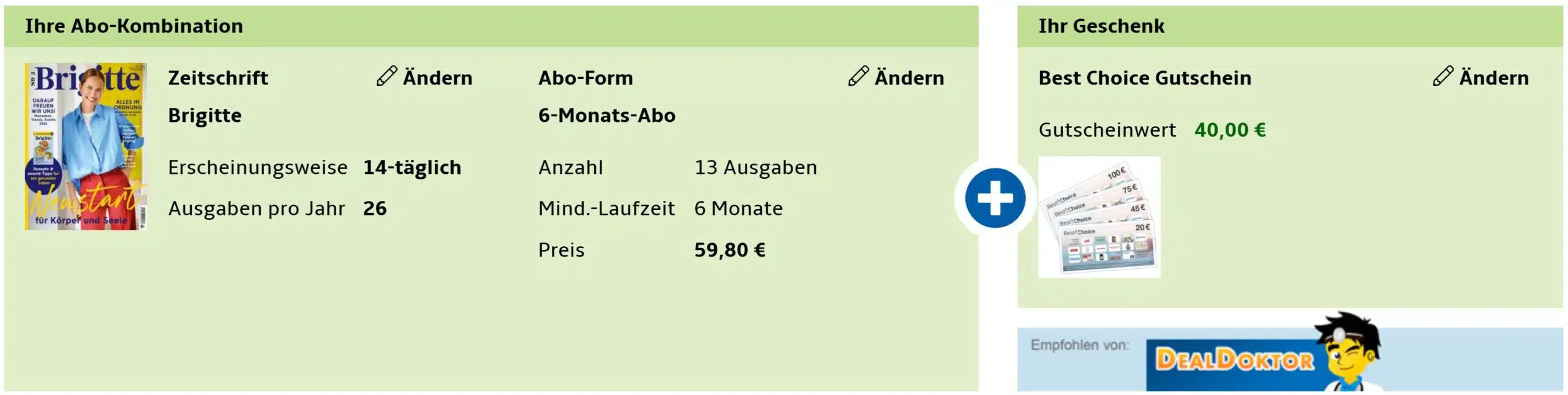 Abo-Kombination mit der Brigitte