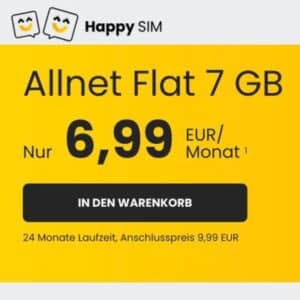 mtl. kündbare 5G & LTE Allnets 😱 7GB für 6,99€ | 35GB für 7,99€ | 50GB für 9,99€ (Happy Sim im Telefónica-Netz) -