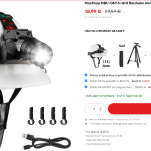 Manzude: 35% RabattCode &#034;newsletter35&#034;; Gratis LED-Outdoor-Lampe zum Bauhelm