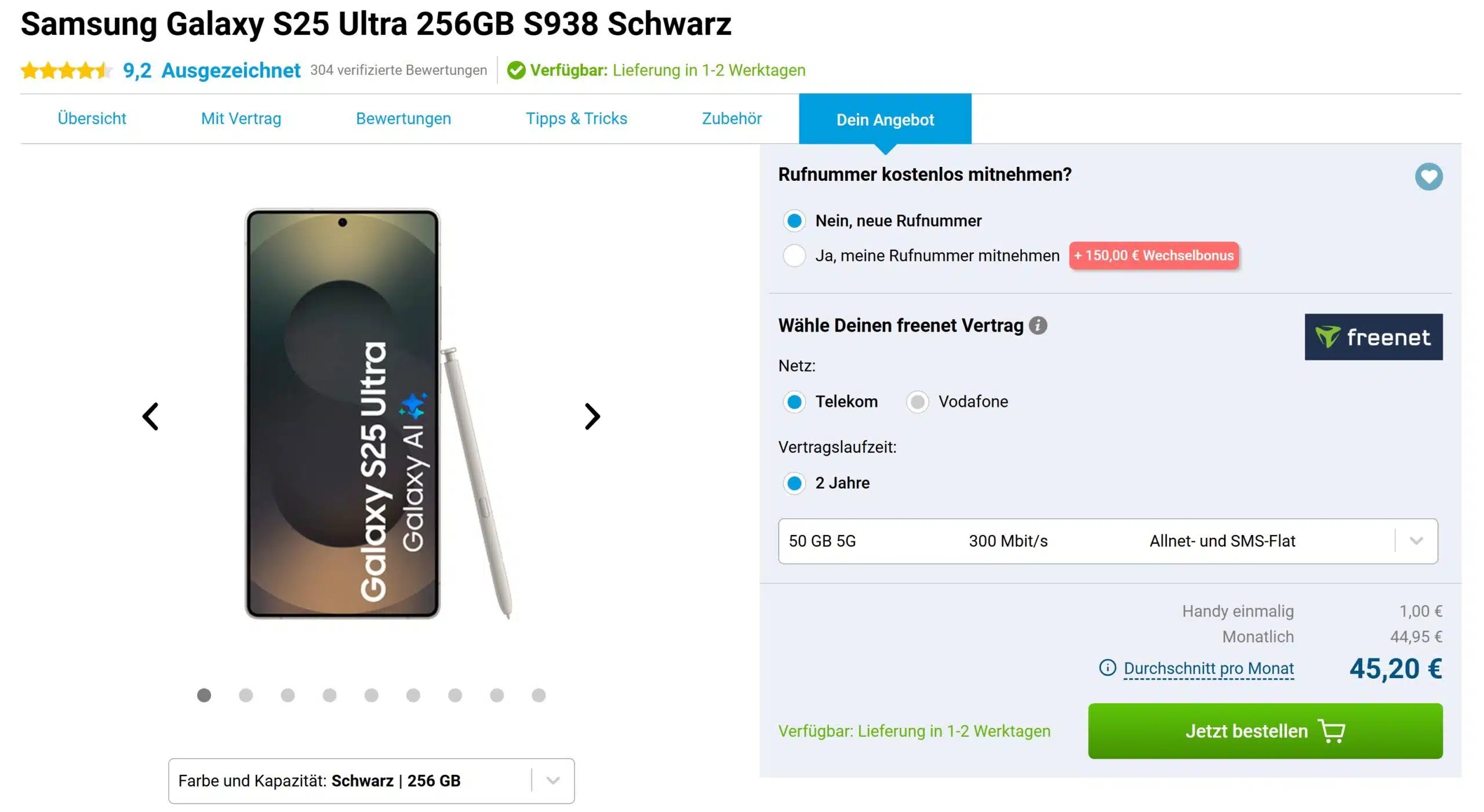 Samsung Galaxy S25 Ultra 256GB im Tarif bei Gomibo