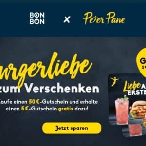 Zum Valentinstag - kaufe im Peter Pane Shop bei BON BON einen 50 € Gutschein und erhalte 5 € gratis on top!