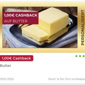 1€ Cashback auf Butter - Scondoo, personalisiert!!