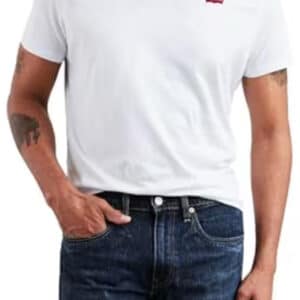 Levi&#039;s Herren Original Housemark V-Neck T-Shirt in weiß für 12,48€(statt 19,95€)