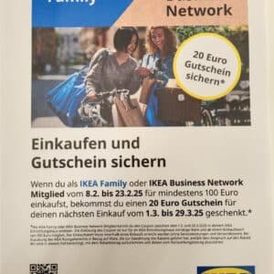 [ Ikea Family ] Kaufe für 100 Euro bei Ikea ein - bekomme ein 20 Euro Gutschein für den nächsten Einkauf 😍 nur für Family Mitglieder & Business Mitglieder- gültig bis 23.2.25