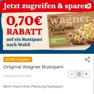 0,70€ Rabatt Coupon für Wagner Rustipani bei Couponplatz