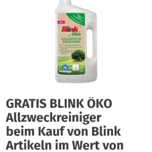gratis Blink Öko Allzweckreiniger 🪣🧽 beim Kauf von Blink Artikeln im Wert von 2,00€ bei Müller