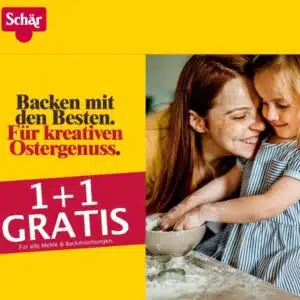 Kaufe 2 Mehl oder Backmischungsprodukte von Schär und erhalte das günstigere Gratis 😍