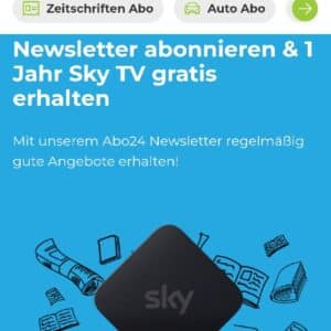 Bei Newsletter-Anmeldung Sky TV ein Jahr gratis