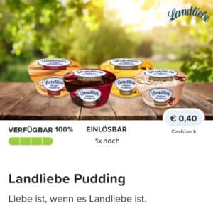 0,40€ Cashback auf Landliebe Pudding bei Marktguru
