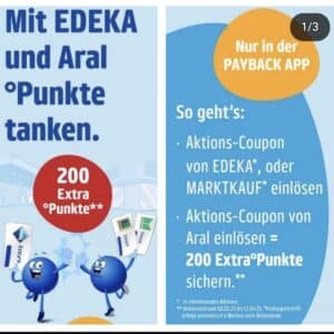 200 Extrapunkte [Payback] mit Coupon ( personalisiert ) In Kooperation mit Aral und Netto/Edeka/Marktkauf