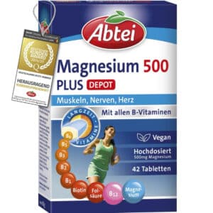 Abtei Magnesium 500 Plus Extra-Vital-Depot - hochdosiert - mit allen B-Vitaminen 42 Tabletten für 2,92€(statt 4,45€)