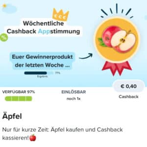 40 Cent Cashback auf den Kauf von Äpfeln 🍏🍎 mit Marktguru