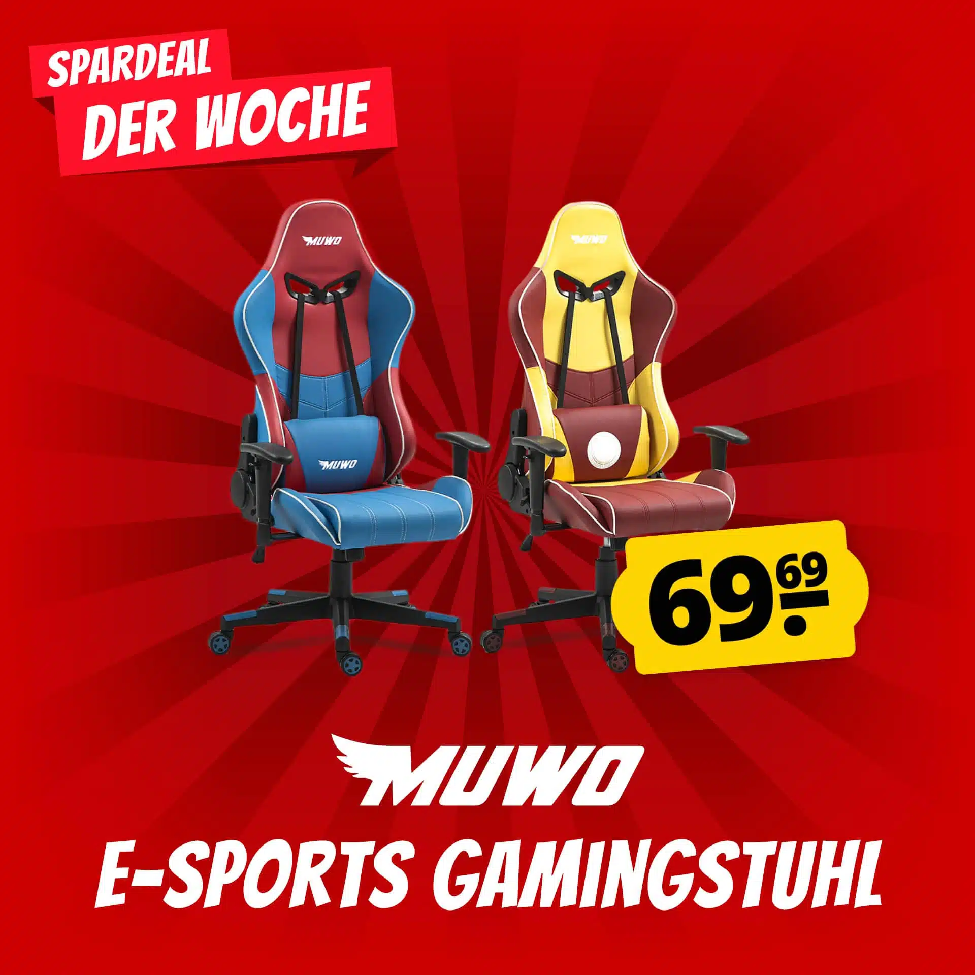 Thumbnail 🕸️ MUWO Hero Gamingstuhl im Spiderman und Thor Look für 69,69€ 😎 32% Ersparnis!