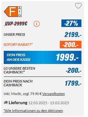 1799€ Preis bei expert für einen LG OLED-TV