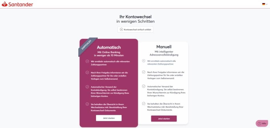 Santander Schritt 1