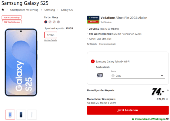 Samsung Galaxy S25 Tarif