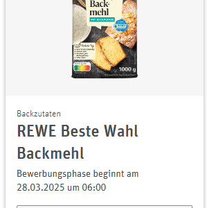 REWE Produkttest - REWE Beste Wahl Backmehl