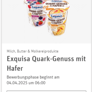 REWE Produkttest - Exquisa Quark-Gemüse mit Hafer