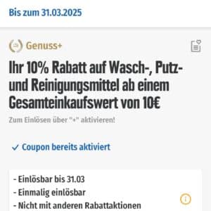 10% Rabatt auf Wasch-, Putz-, Reinigungsmittel ab 10 MEW (Edeka Südbayern u. Südwest)