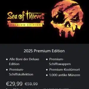 Sea of Thieves (PlayStation 5) | (Standard Edition) für 19,99€ statt 39,99€ | (Premium Edition 2025) für 29,99€ statt 59,99€