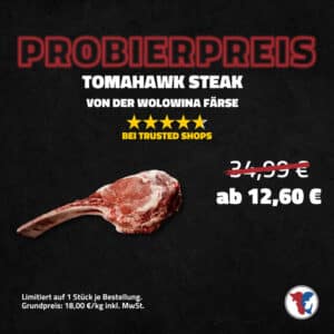 Probierpreis! Wolowina Färsen Tomahawk Steak – limitiert auf 1 Stk. je Bestellung!