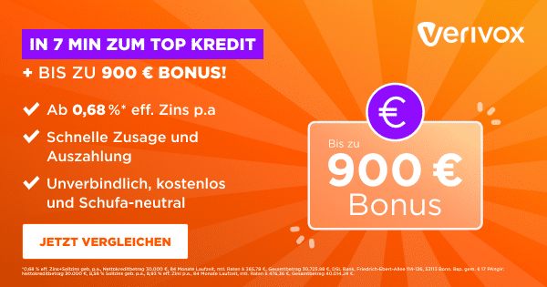 Verivox Kredit! 🤑 GEWINN MÖGLICH! max. 900€ Bonus!