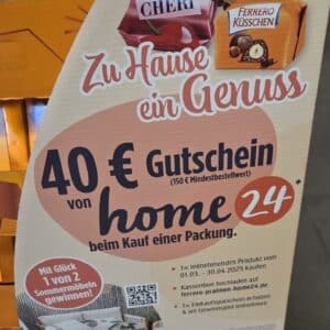 Ferrero Küsschen kaufen und 40 Euro Home24 Gutschein ( MBW 150 Euro! ) bekommen