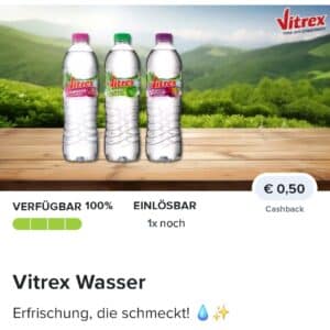 0,50€ Cashback auf Vitrex Wasser bei Marktguru