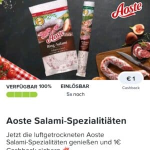 1,00€ Cashback auf Aoste Salami-Spezialitäten bei Marktguru