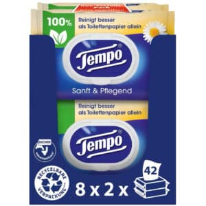Tempo Feuchte Toilettentücher &#034;Sanft & Pflegend&#034; 16 Packungen für 18,84€(statt 25,12€)