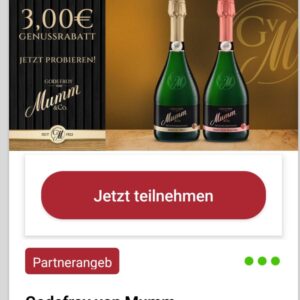 3,00€ Cashback auf Godefroy 🍾von Mumm (scondoo Partnerangebot)