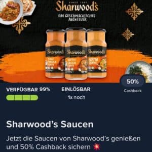 50% Cashback auf Sharwood&#039;s Saucen bei Marktguru