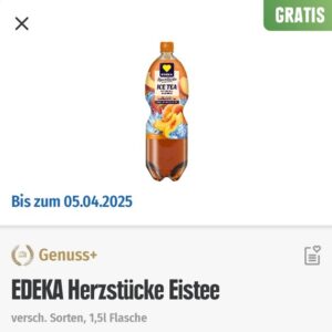 Edeka Herzstücke Eistee ab 15 € MEW gratis mit der Edeka-App (Edeka Südbayern)