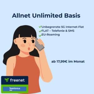 Freenet: Allnet Unlimited Basis mit 5G ab 17,99€/Monat (5Mbit/s) - Rabatt auf Lebenszeit
