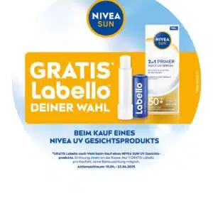 Gratis Labello & Mizellenwasser &#043; Super Payback Punkte Möglichkeit beim Kauf einer Nivea Sun Invisible Finish Schutz Creme [personalisiert! ] - bei DM