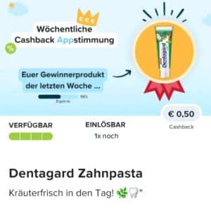 0,50€ Cashback auf Dentagard Zahnpasta bei Marktguru