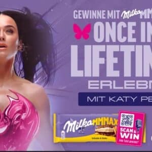 Gewinne ein Meet and Greet mit Katy Perry,- beim Kauf einer großen Tafel Milka ( Maxx ) -, jede Tafel gewinnt garantiert einen 5 Euro Eventim Gutschein MBW 50 Euro