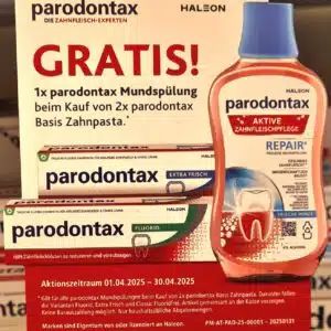 Gratis parodontax Mundspülung beim Kauf von 2x parodontax Basis Zahnpasta – Bei DM