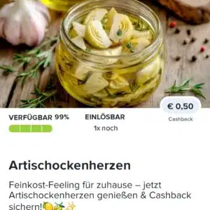 0,50€ Cashback auf Artischockenherzen bei Marktguru