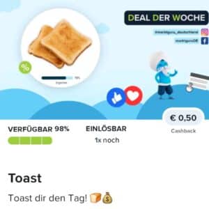0,50€ Cashback auf Toast🍞 bei Marktguru