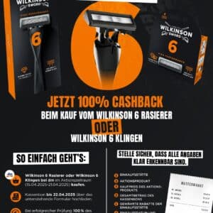 Wilkinson GRATIS testen: Wilkinson 6 Rasierer oder Klingen *DM* - Aktion gestartet! 🚀