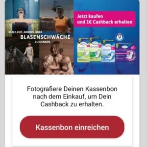 1,00€ Cashback auf Tena Discreet bei scondoo