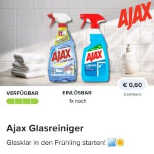 0,60€ Cashback auf Ajax Glasreiniger bei Marktguru