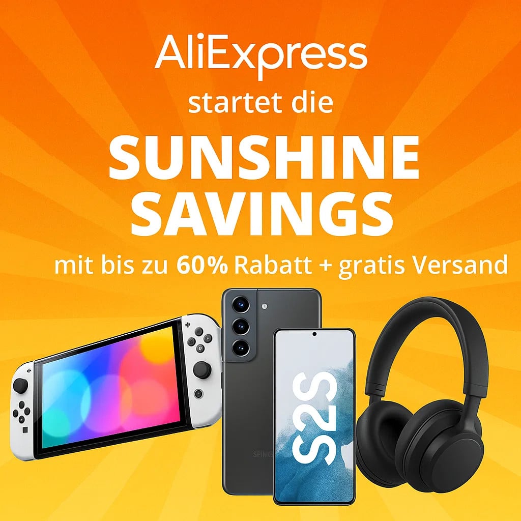 Thumbnail AliExpress Sunshine Savings mit bis zu 60% Rabatt + gratis Versand