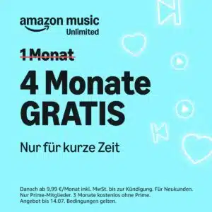 🎶 GRATIS: 4 Monate Amazon Music Unlimited (statt 39,96€)