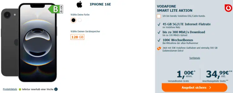 Apple iPhone 16e Handytarif